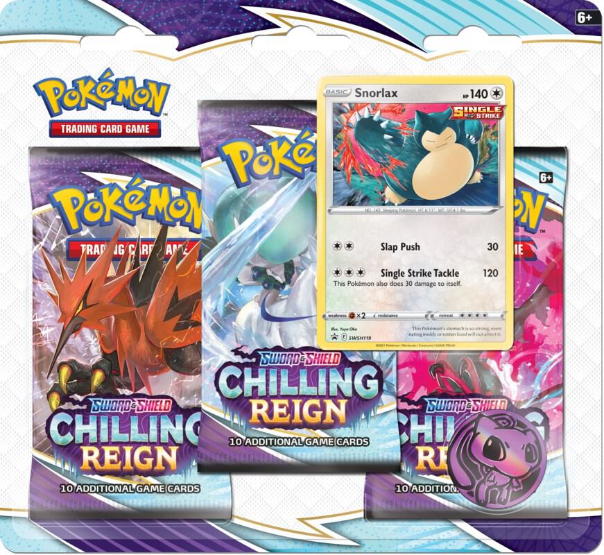 Pokémon Chilling Reign 3 Pack Blister [Snorlax] – Englisch
