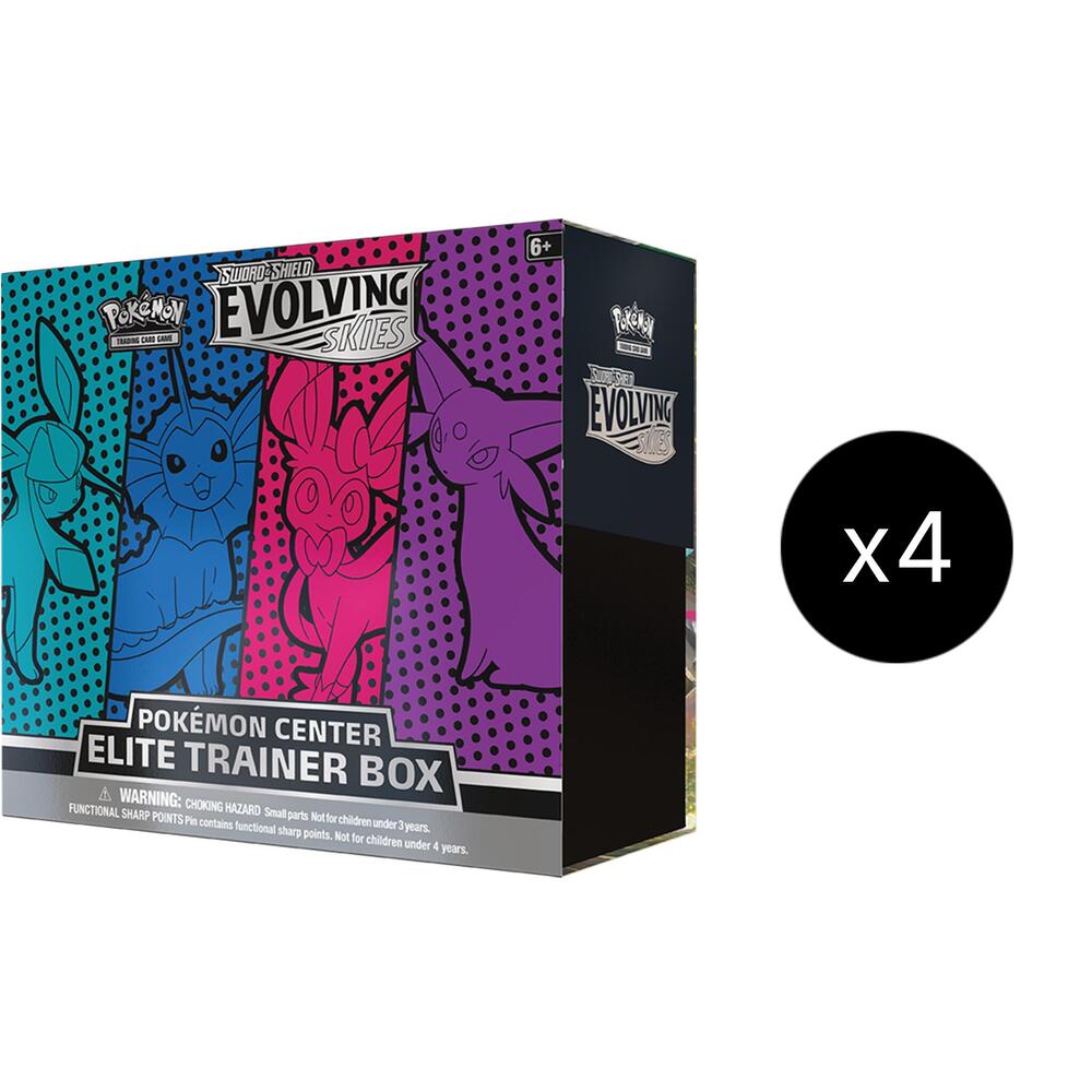 Pokémon Evolving Skies Pokemon Center Elite Trainer Box Case [Glaceon/Vaporeon/Sylveon/Espeon] (Exclusive) – Englisch