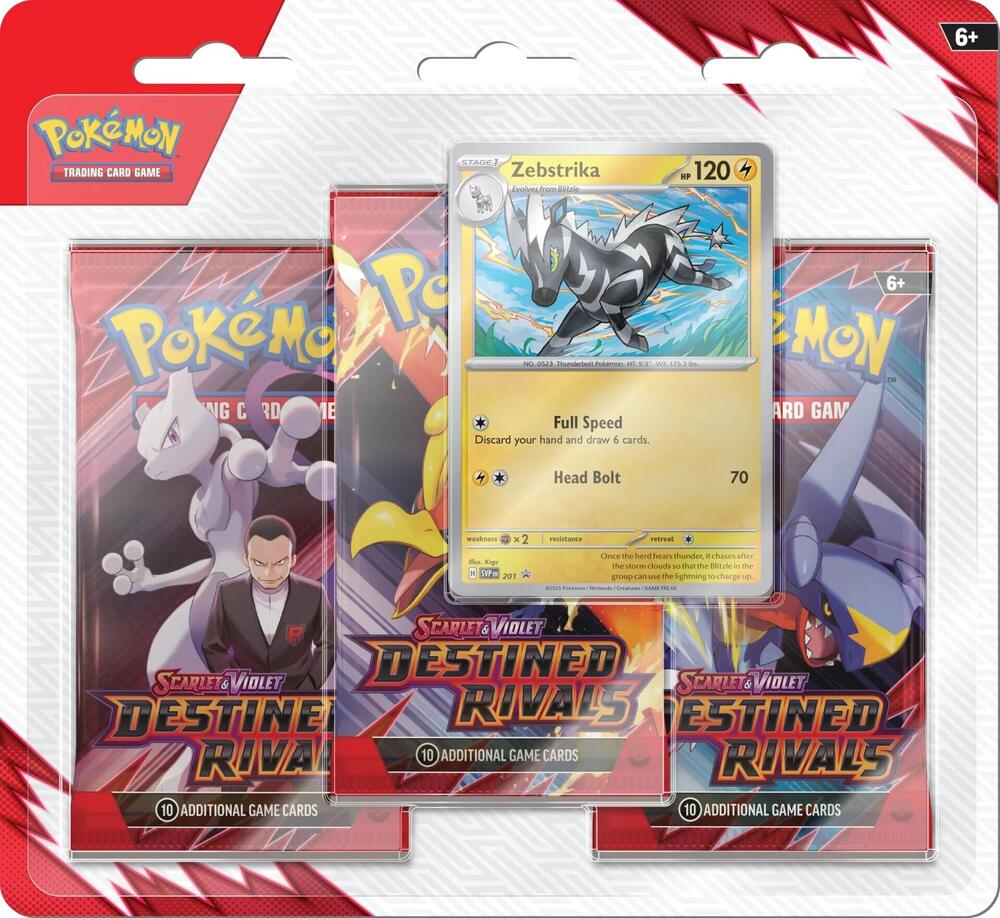 Pokémon Destined Rivals 3 Pack Blister [Zebstrika] – Englisch