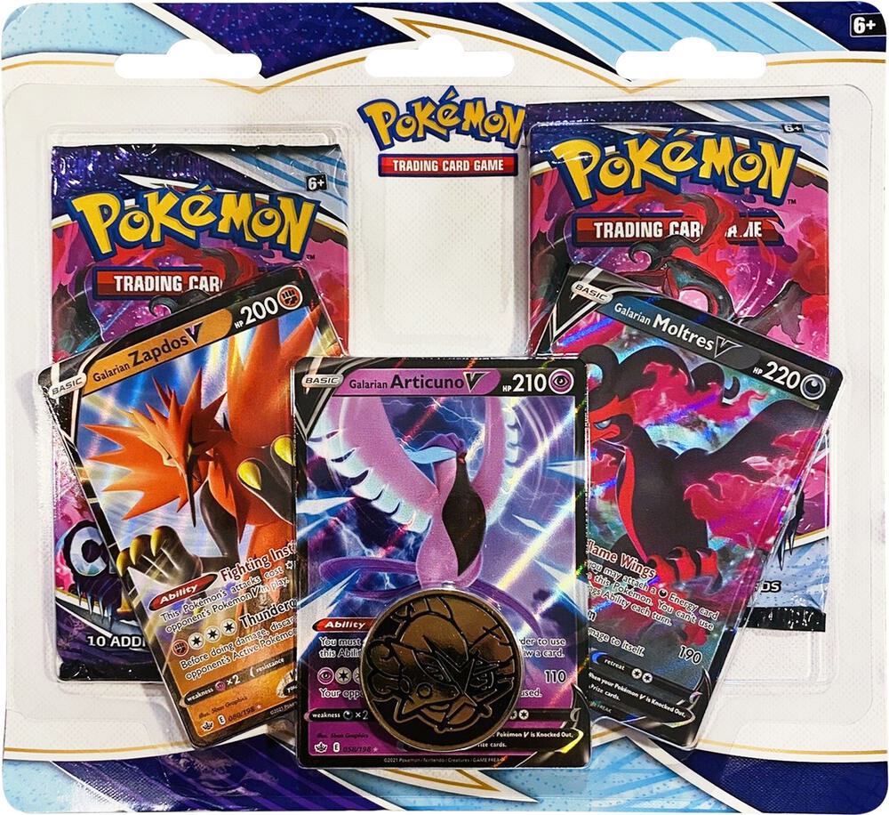Pokémon Chilling Reign 2 Pack Blister [Galarian Zapdos V, Articuno V, Moltres V] – Englisch