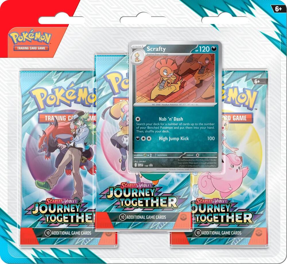 Pokémon Journey Together 3 Pack Blister [Scrafty] – Englisch