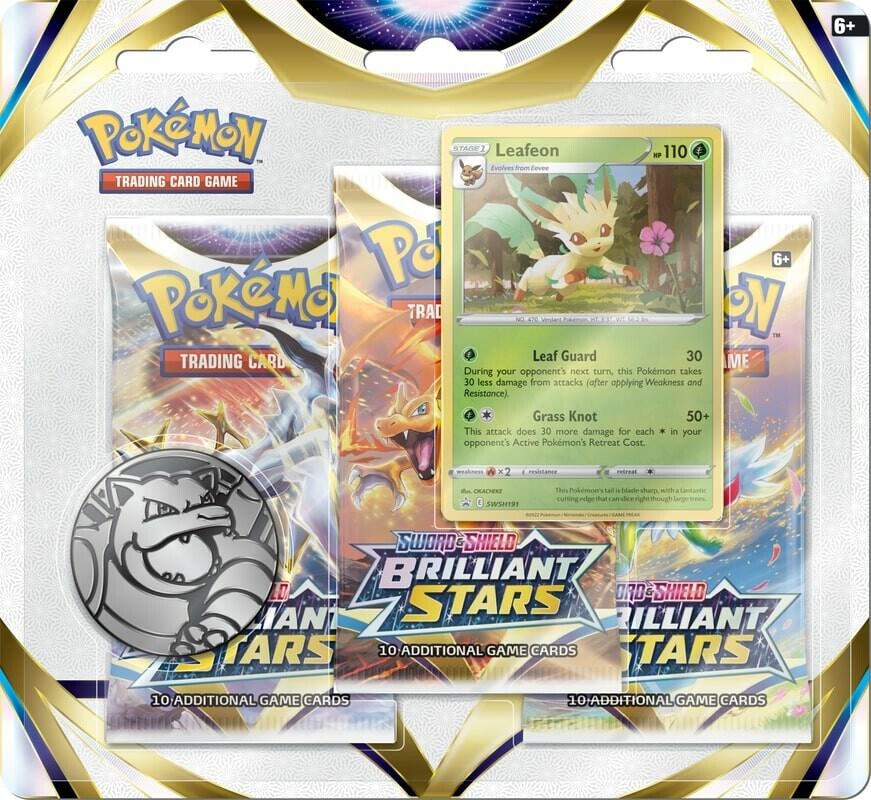 Pokémon Brilliant Stars 3 Pack Blister [Leafeon] – Englisch