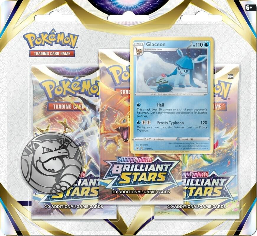 Pokémon Brilliant Stars 3 Pack Blister [Glaceon] – Englisch