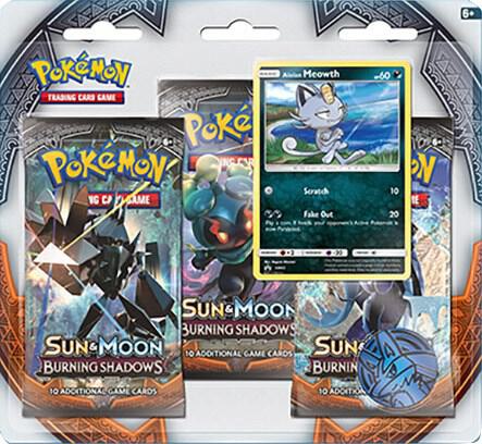 Pokémon Burning Shadows 3 Pack Blister [Alolan Meowth] – Englisch